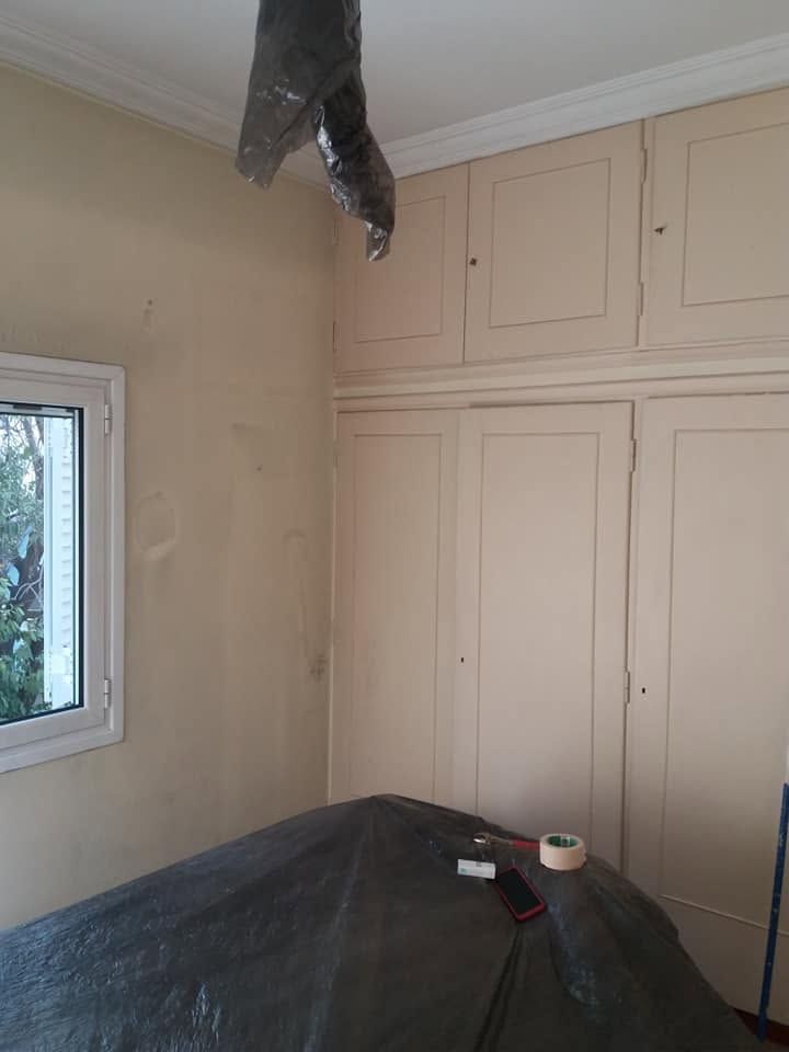 Wardrobes and furniture covered before painting