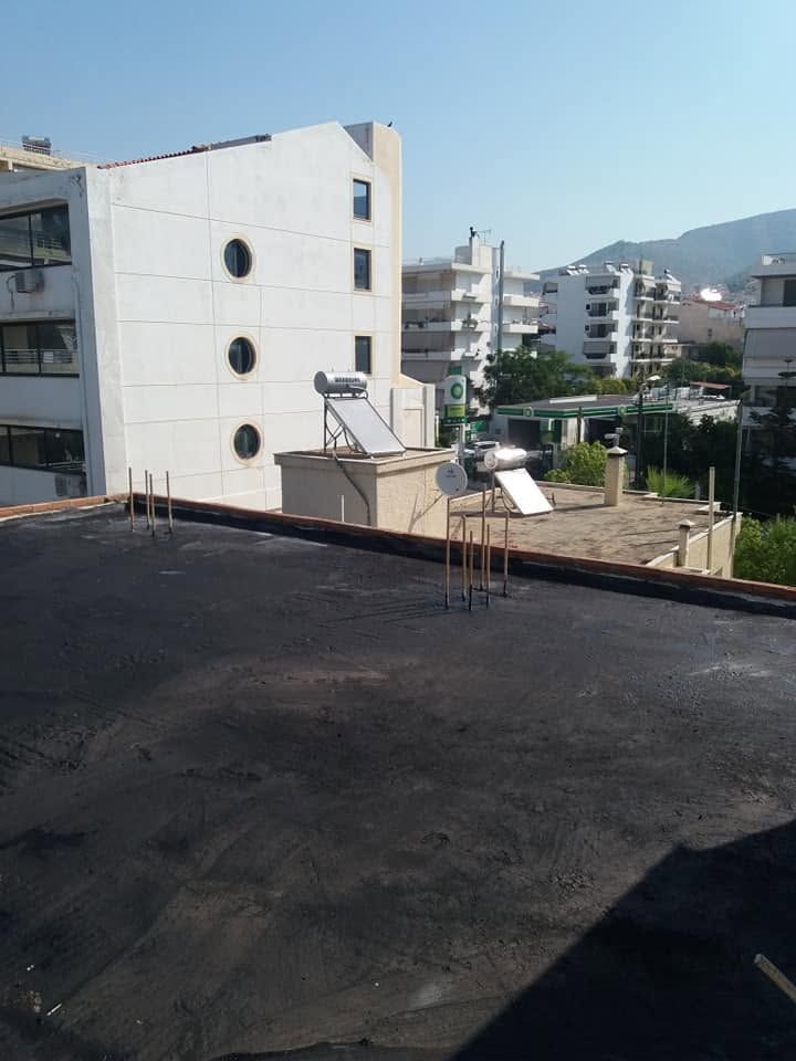 The roof coated with black primer